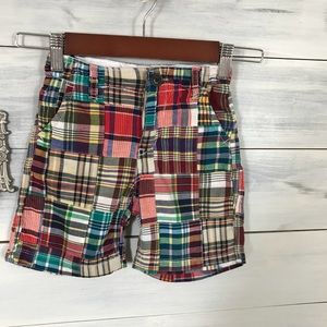 Boys 3T patch shorts with adjustable waistline.